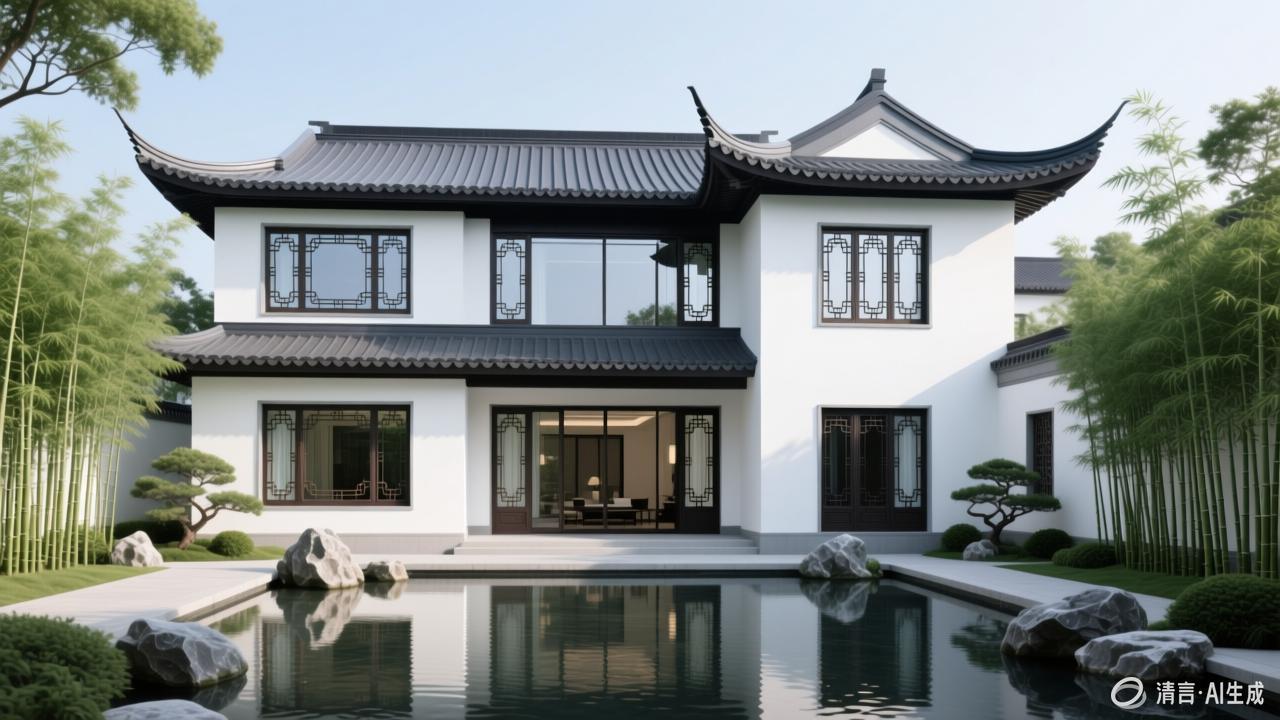 新中式别墅效果图1