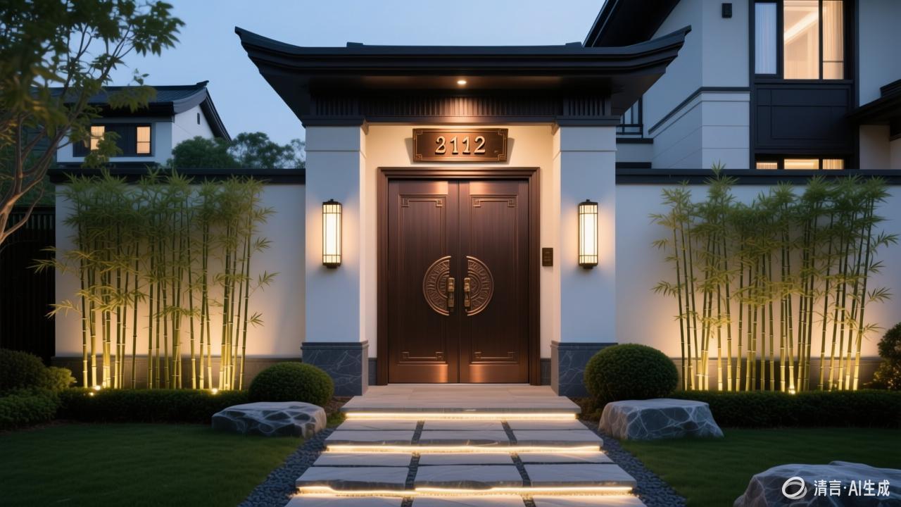 新中式别墅效果图4