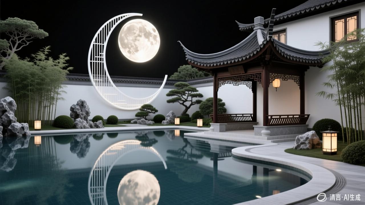 新中式别墅效果图5